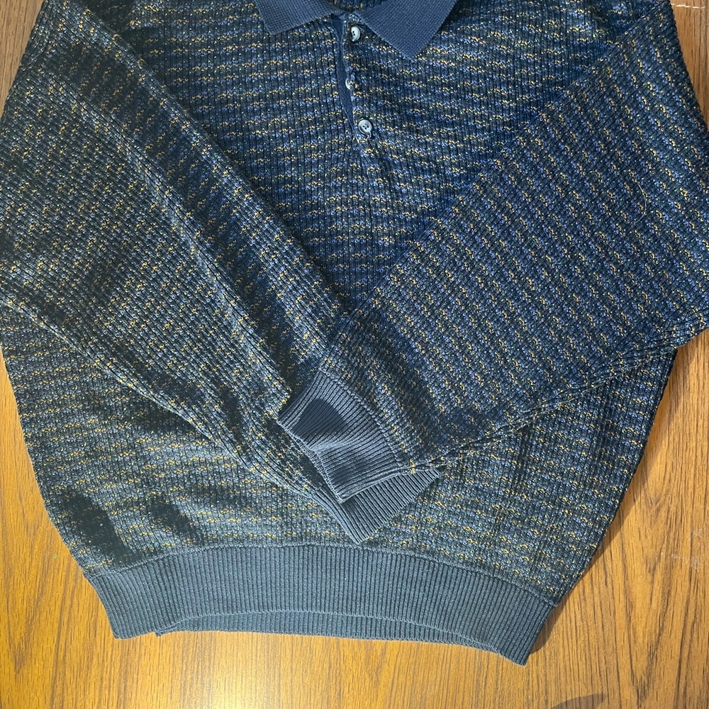 Vintage Jantzen Classics Henley Sweater Size XL Multi-Color Grandpa Cozy Vintage